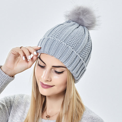 Satin-Lined Beanie with Pom